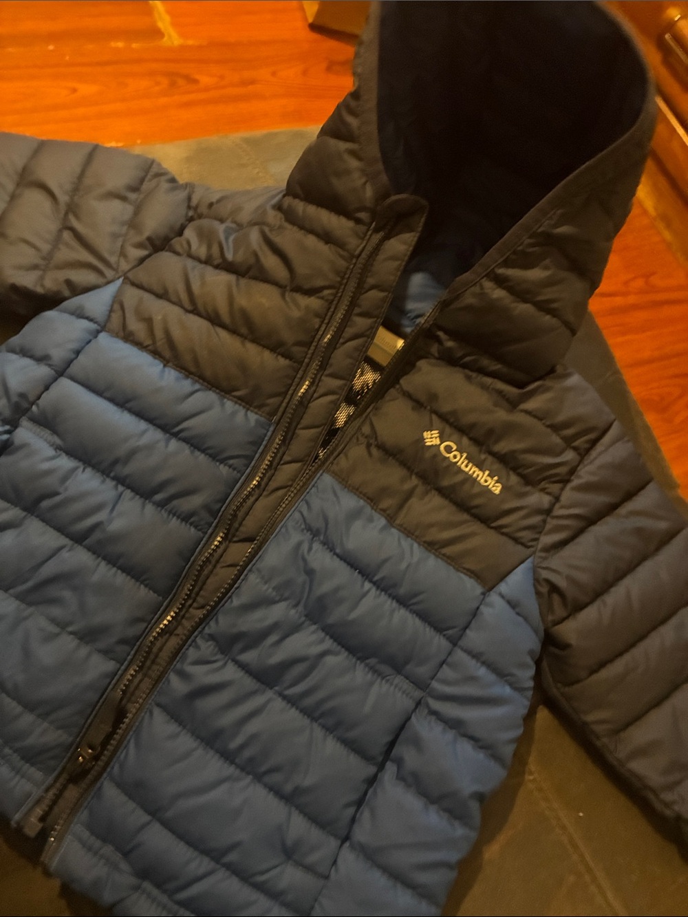 Columbia Kids Blue and Black Puffer Hooded Jacket